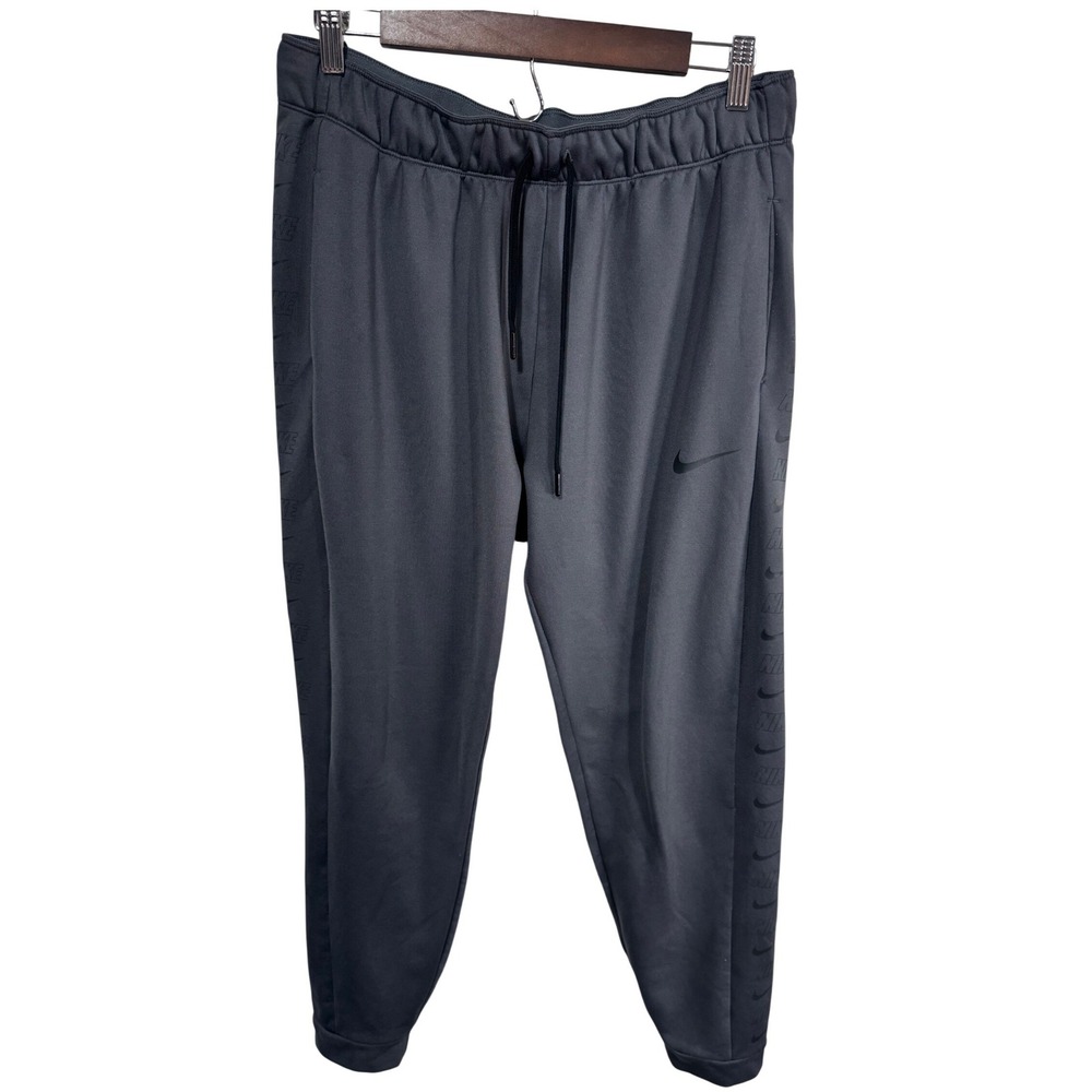Nike Fleece Tapered Sweatpants Vertical Logo‎ Men's L Gray Joggers Therma-FIT